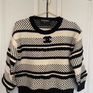 Chanel Black and white stripe sweater